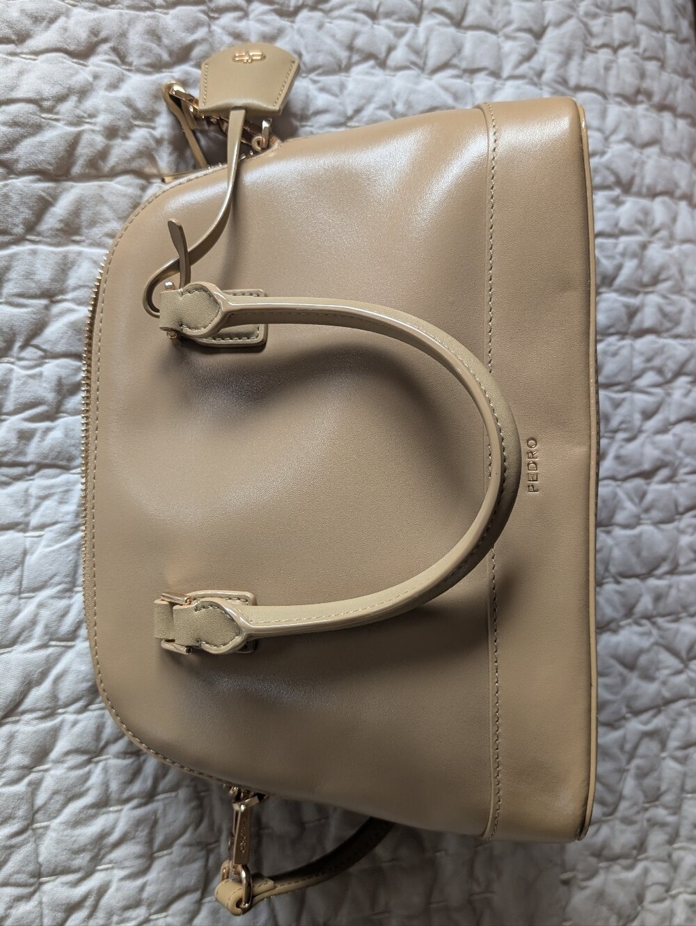 Pedro Beige Leather Dome Satchel - Picture 2 of 8